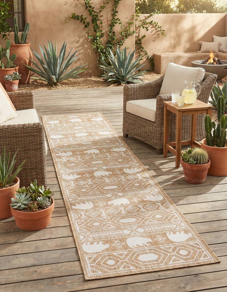 Detail image of 2' 7 x 12'  Washable Southwestern Indoor / Outdoor Runner Rug
