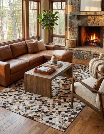5' 2 x 8' 1 Cowhide Leather Rug