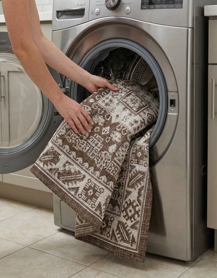 Detail image of 2' x 3'  Washable Aztec Indoor / Outdoor Rug