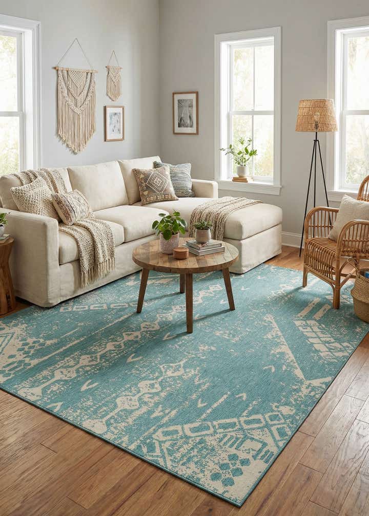 10' 8 x 10' 8 Easy-Clean Bohemian Indoor / Outdoor Square Rug