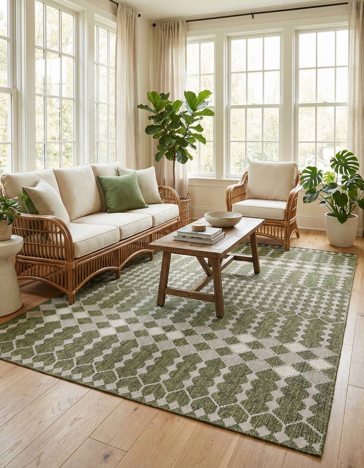 Detail image of 10' x 14'  Washable Trellis Indoor / Outdoor Rug