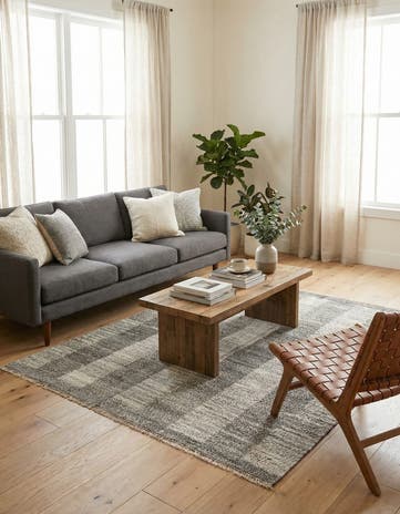 4' 9 x 6' 9 Hand Woven Kilim Modern Wool Rug