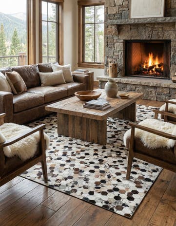 5' 1 x 8' Cowhide Leather Rug