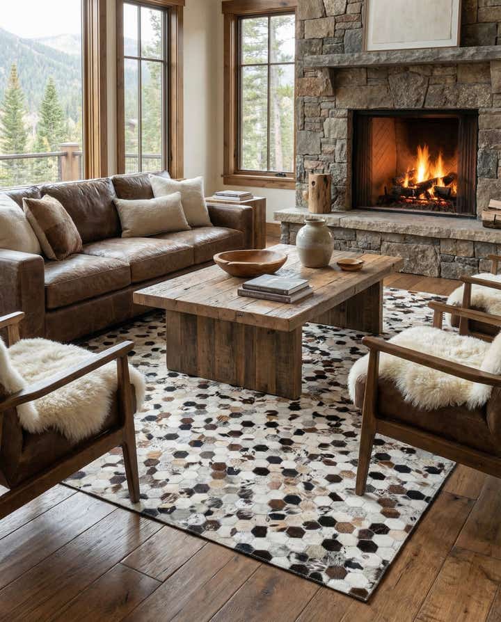 5' 1 x 8' Cowhide Leather Rug