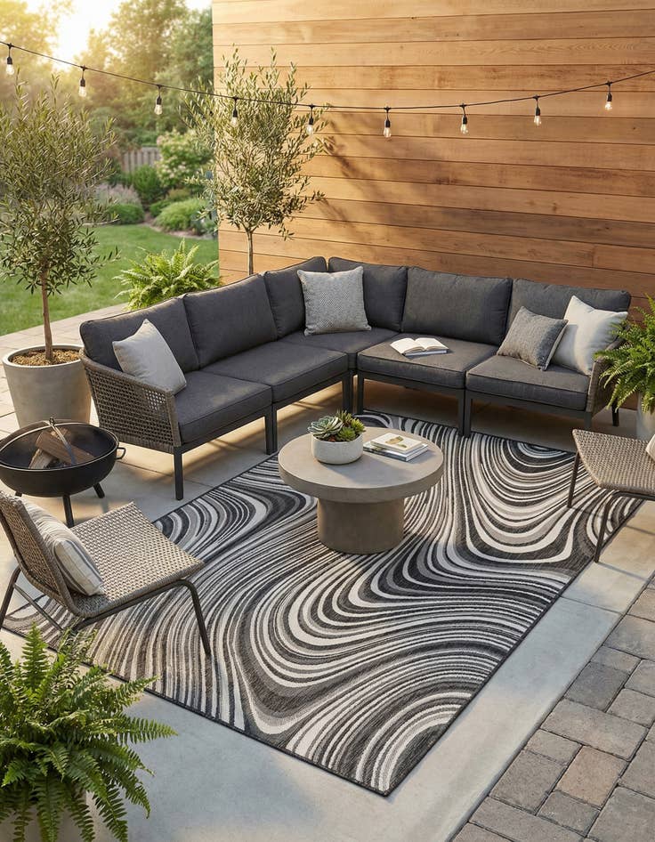 Detail image of 7' x 10'  Washable Modern Indoor / Outdoor Rug