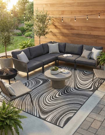 7' x 10' Easy-Clean Modern Indoor / Outdoor Rug