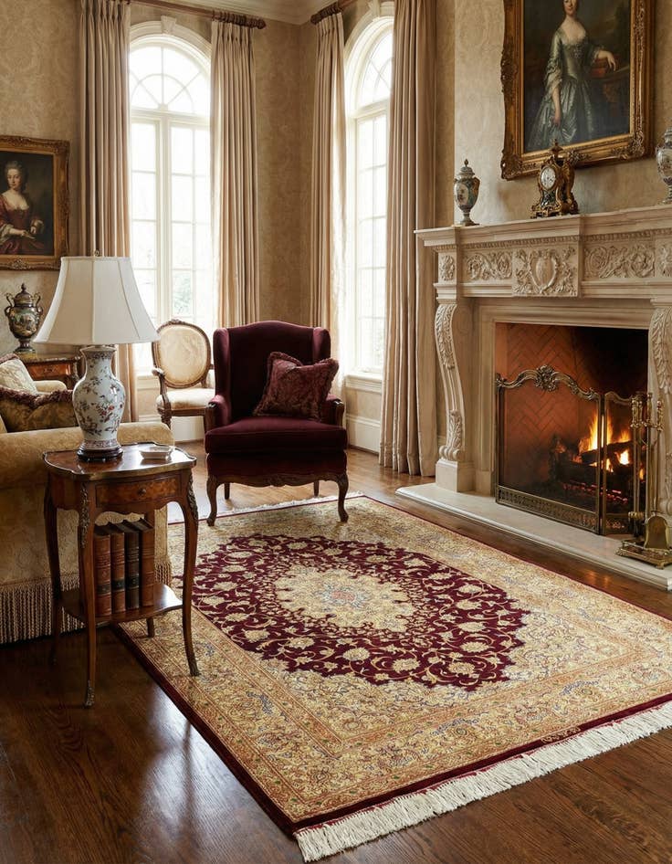 Detail image of 3' 5 x 4' 10 Ghom Silk Rug