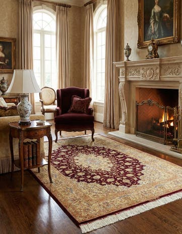 3' 5 x 4' 10 Ghom Silk Rug