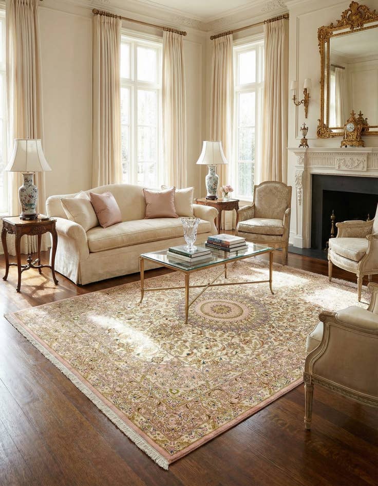 Detail image of 4' 3 x 6' 4 Ghom Silk Rug