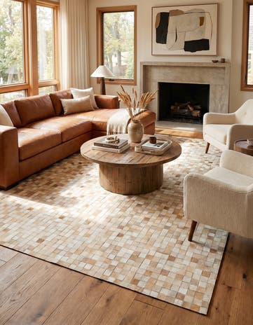 5' 1 x 8' 1 Cowhide Leather Rug