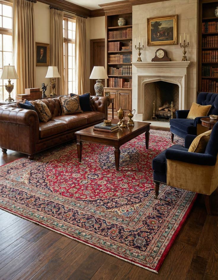 Detail image of 9' 9 x 12' 4  Hand Knotted Mashad Persian Wool Rug