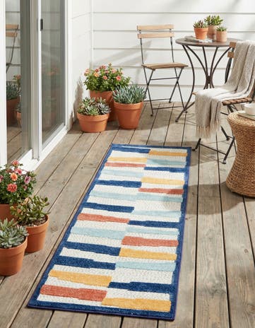 Ivory Easy-Clean Belize Indoor / Outdoor Runner Rug