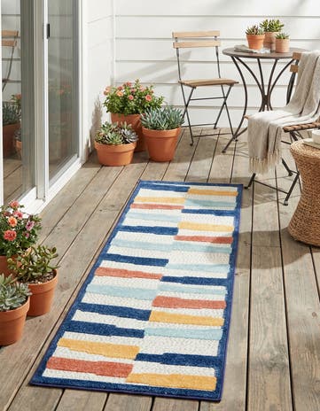 Ivory Easy-Clean Belize Indoor / Outdoor Runner Rug