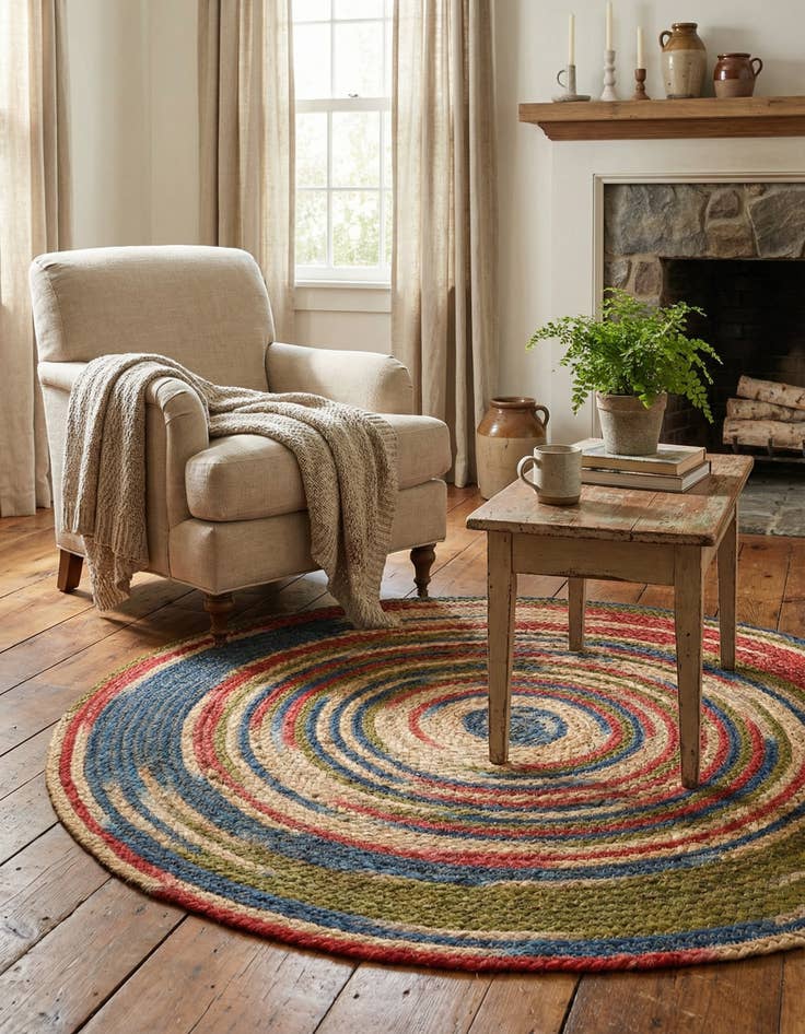 Detail image of  3' 1 x 3' 1  Hand Braided Jute Round Rug