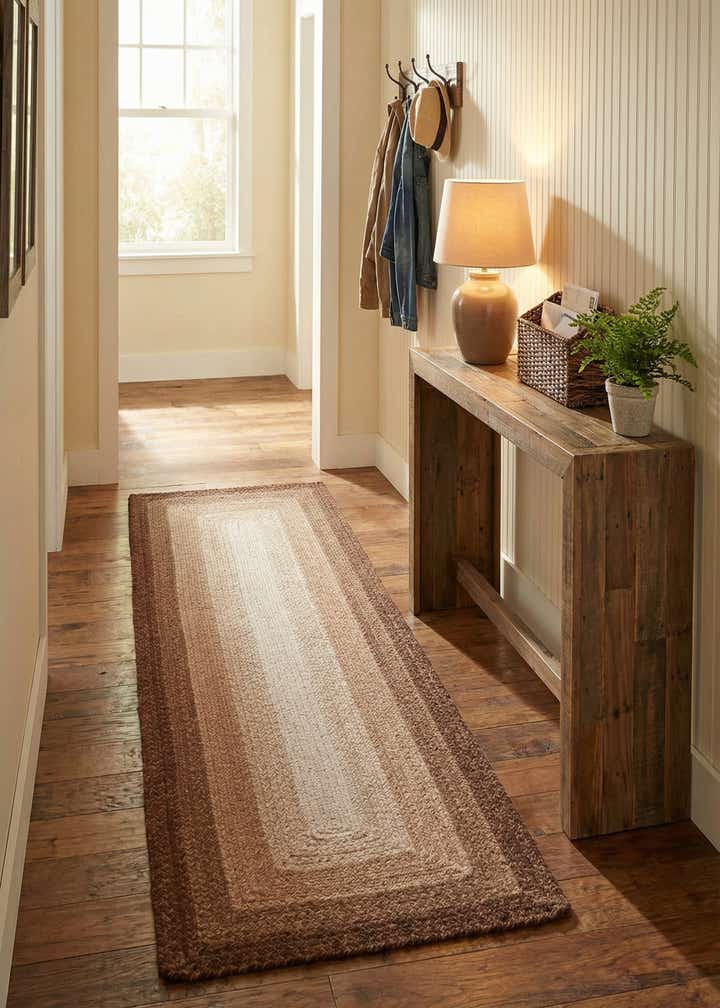2' x 6' 1 Handmade Hand Braided Wool Runner Rug