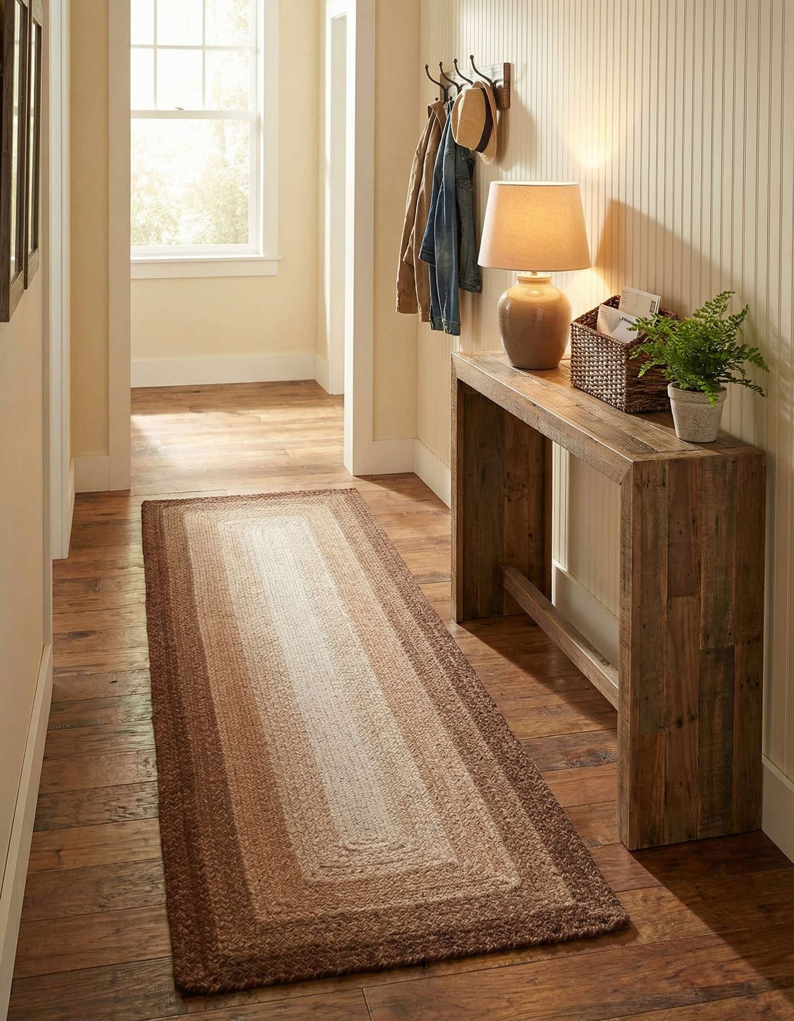 2' x 6' 1 Handmade Hand Braided Wool Runner Rug