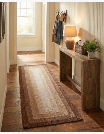 Brown Handmade Hand Braided Wool Runner Rug