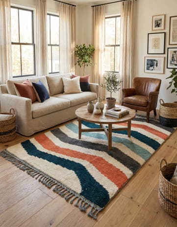 4' 2 x 6' 5 Hand Knotted Moroccan Wool Rug