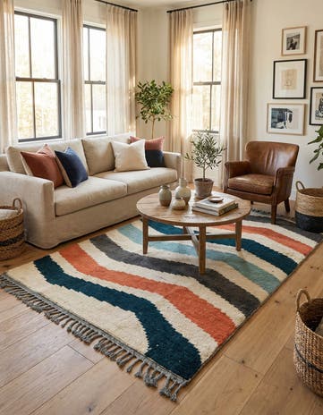 4' 2 x 6' 5 Hand Knotted Moroccan Wool Rug