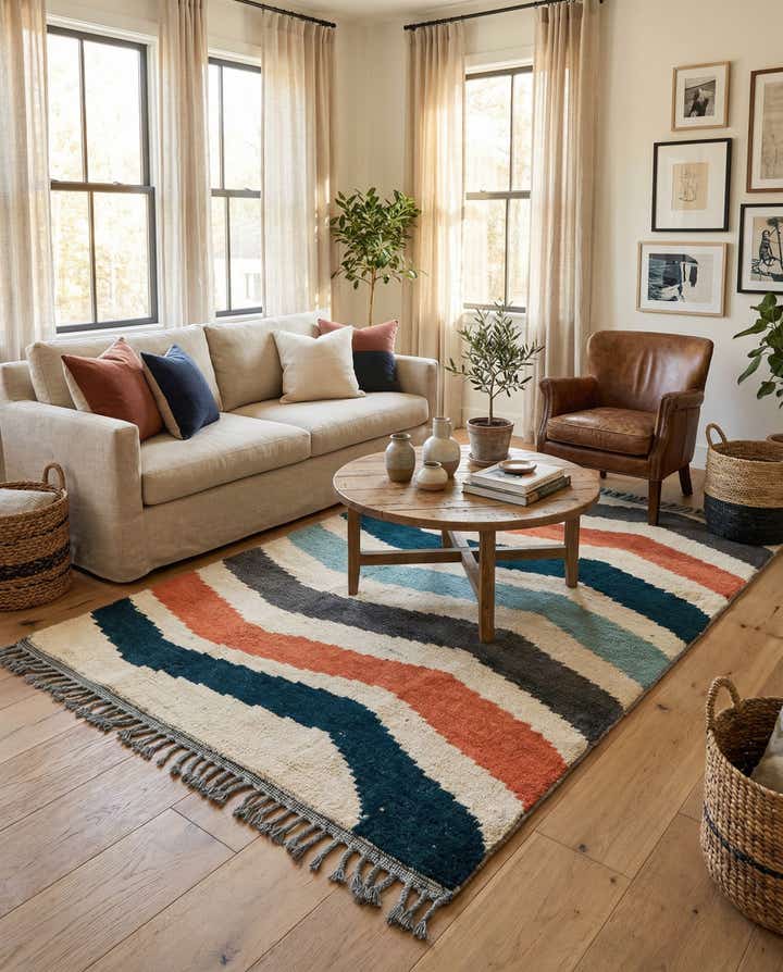 4' 2 x 6' 5 Hand Knotted Moroccan Wool Rug