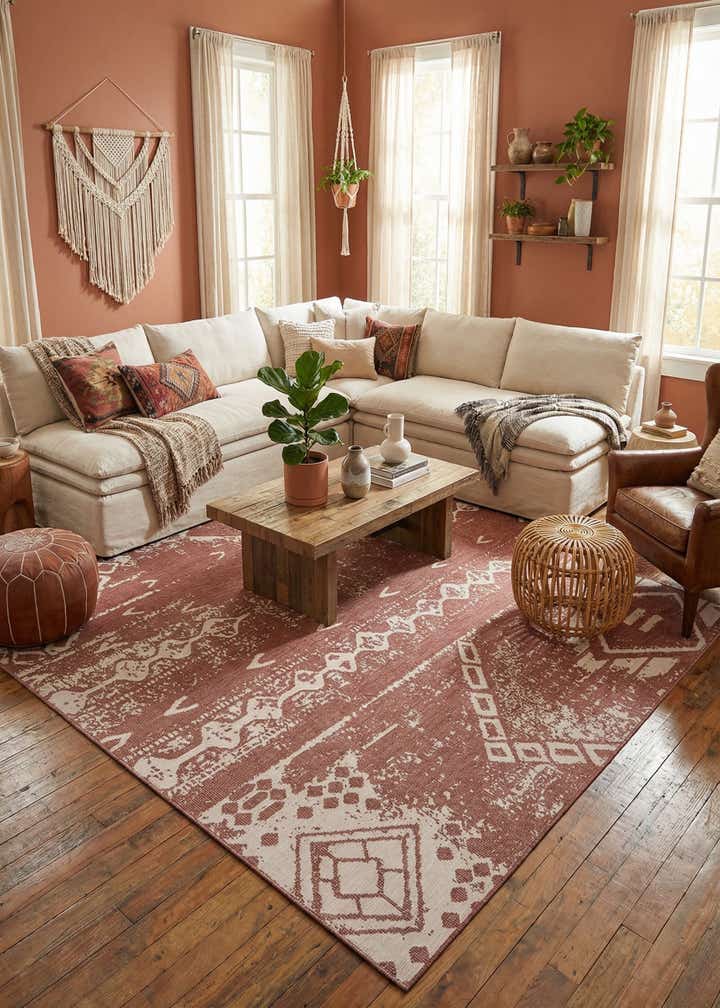 13' x 13' Easy-Clean Bohemian Indoor / Outdoor Square Rug