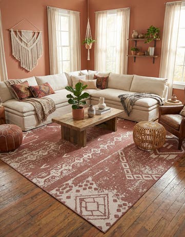 13' x 13' Easy-Clean Bohemian Indoor / Outdoor Square Rug