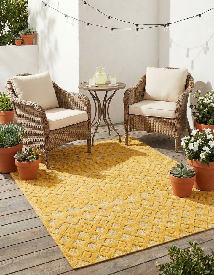 5' 3 x 8' Easy-Clean Trellis Textured Indoor...