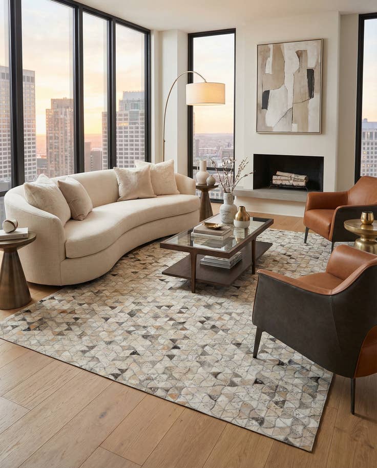 Detail image of 5' x 8' Cowhide - Patchwork Rug