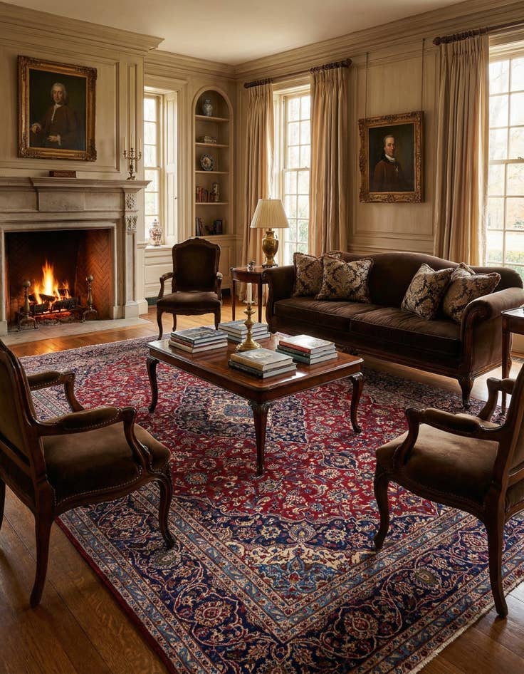 Detail image of 9' 9 x 13'  Hand Knotted Kashan Persian Wool Rug