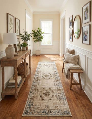 Blue Cream Eliza Runner Rug