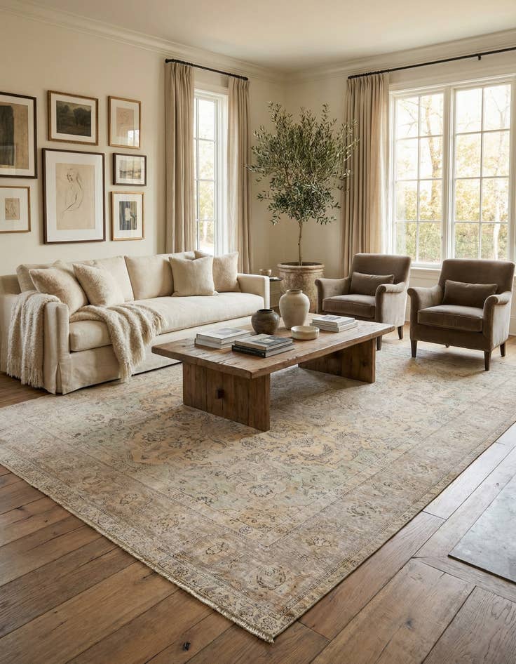 Detail image of 7' 1 x 10' 8  Hand Knotted Ultra Vintage Persian Wool Rug