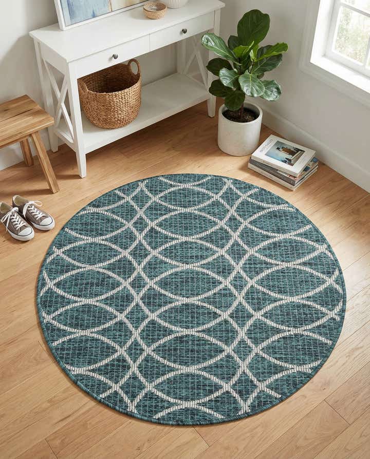 3' x 3' Easy-Clean Lattice Indoor / Outdoor Round Rug