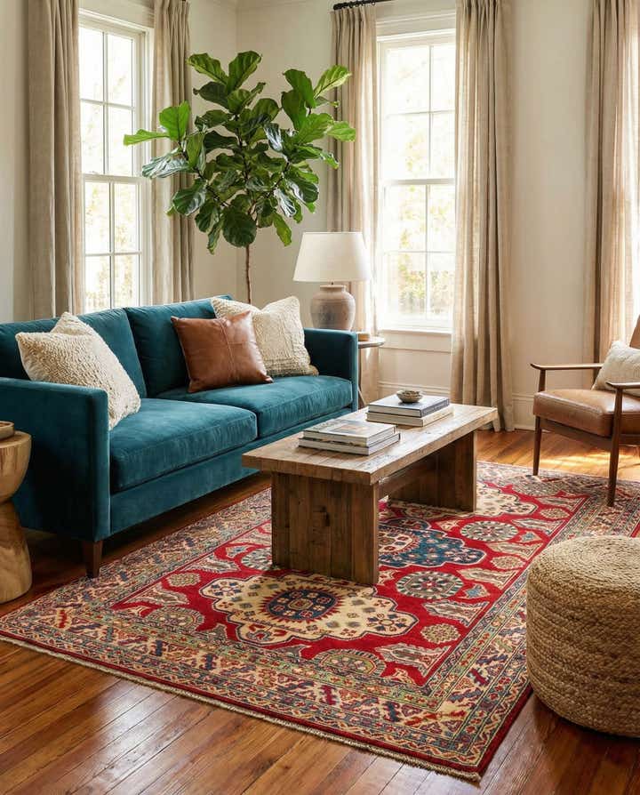 5' 2 x 6' 10 Hand Knotted Kazak Rug