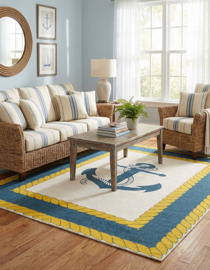 Detail image of 7' 10 x 10'  Washable Coastal Indoor / Outdoor Rug