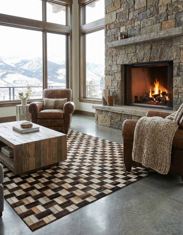 Detail image of 3' 11 x 5' 11 Cowhide - Patchwork Rug