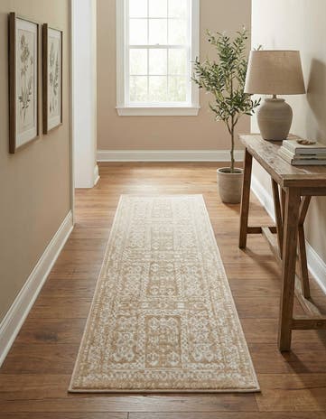Beige Oxford Runner Rug