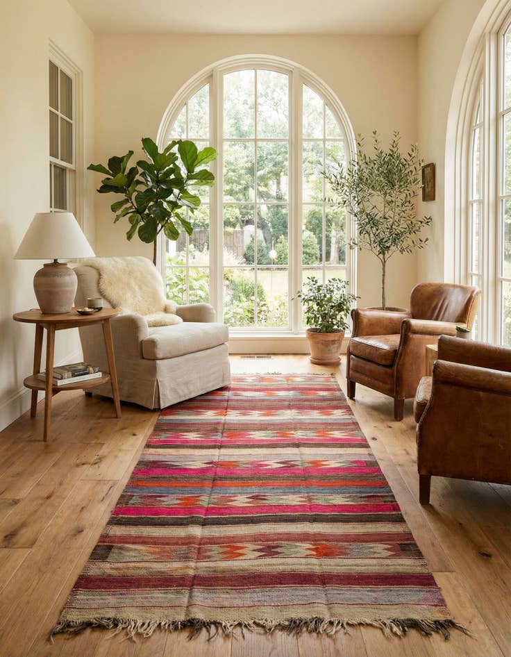 Detail image of 5' x 10' 10  Hand Woven Kilim Fars Wool Runner Rug