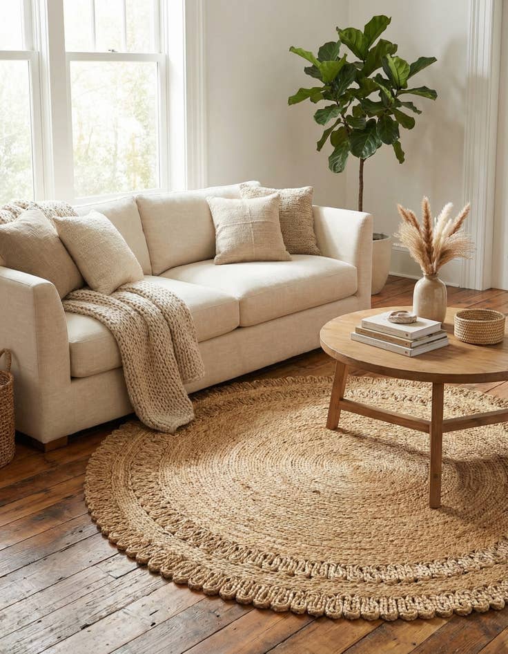 Detail image of 4' 1 x 4' 1  Hand Braided Jute Round Rug