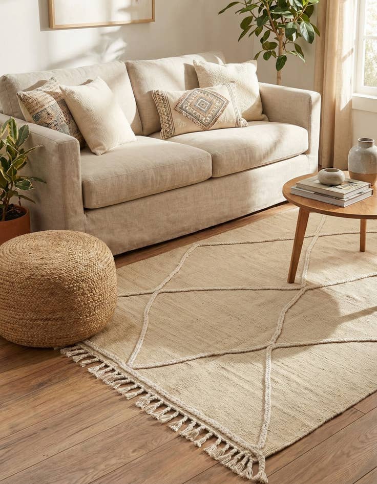 Detail image of 3' 5 x 4' 10  Hand Knotted Moroccan Wool Rug