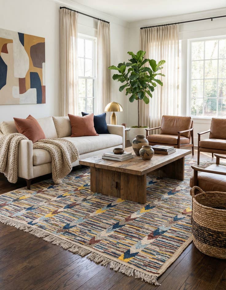 Detail image of  6' 4 x 9' 3  Hand Knotted Moroccan Wool Rug