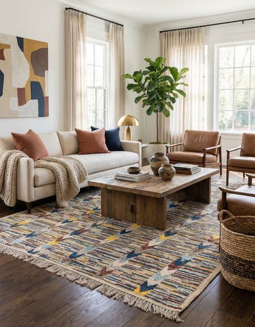 6' 4 x 9' 3 Hand Knotted Moroccan Wool Rug