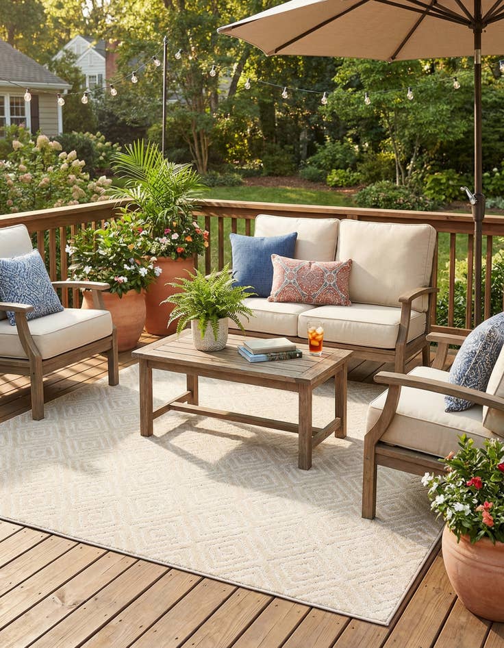 Detail image of 7' 10 x 7' 10 Easy-Clean Sabrina Soto Indoor / Outdoor Square Rug