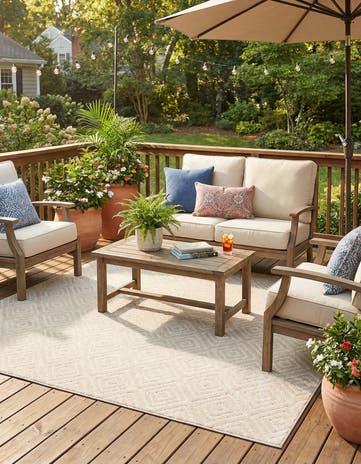 Beige Easy-Clean Sabrina Soto Indoor / Outdoor Square Rug