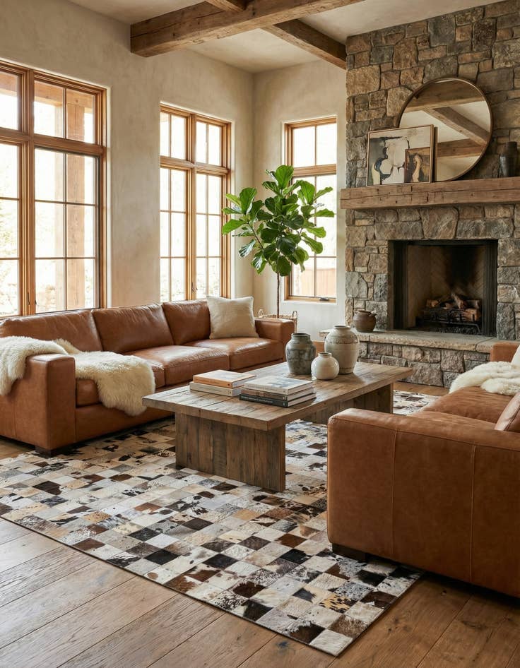 Detail image of  8' x 9' 10 Cowhide Leather Rug