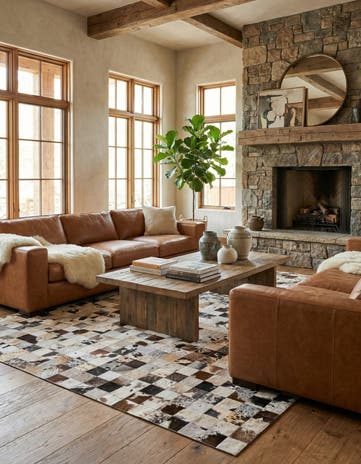 8' x 9' 10 Cowhide Leather Rug