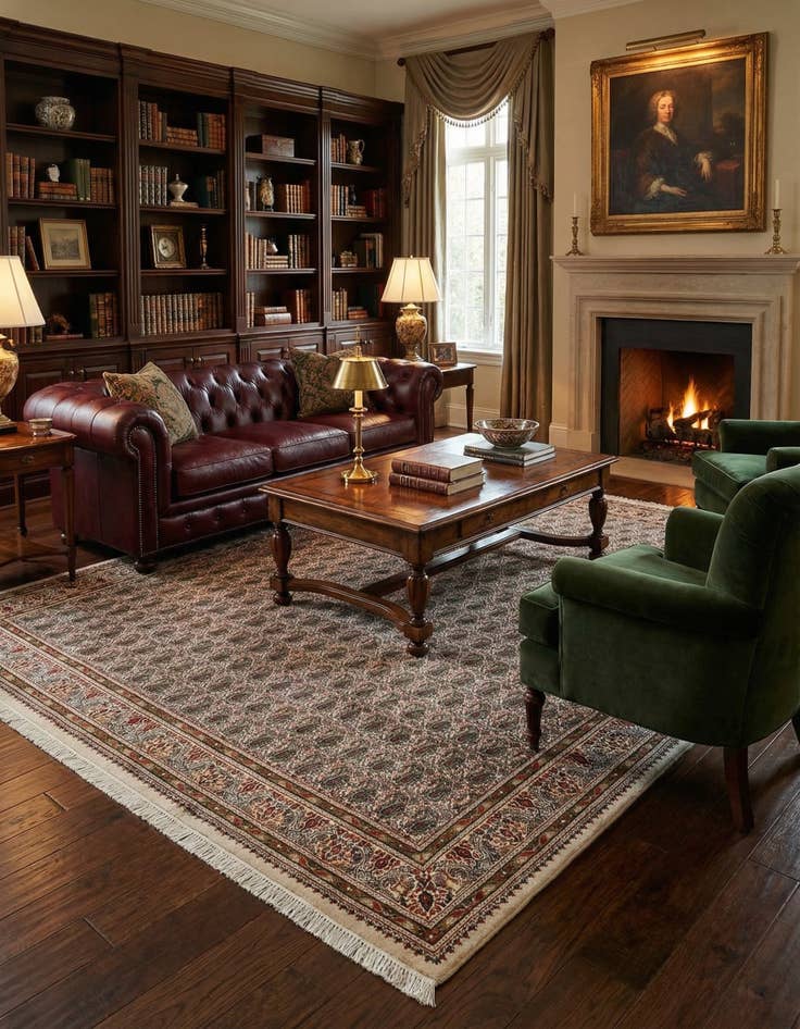 Detail image of 7' 7 x 9'  Hand Knotted Sarough Oriental Wool Rug