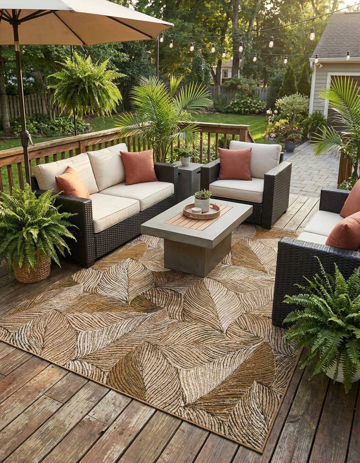 Detail image of 7' x 10'  Washable Botanical Indoor / Outdoor Rug