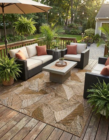 7' x 10' Easy-Clean Botanical Indoor / Outdoor Rug