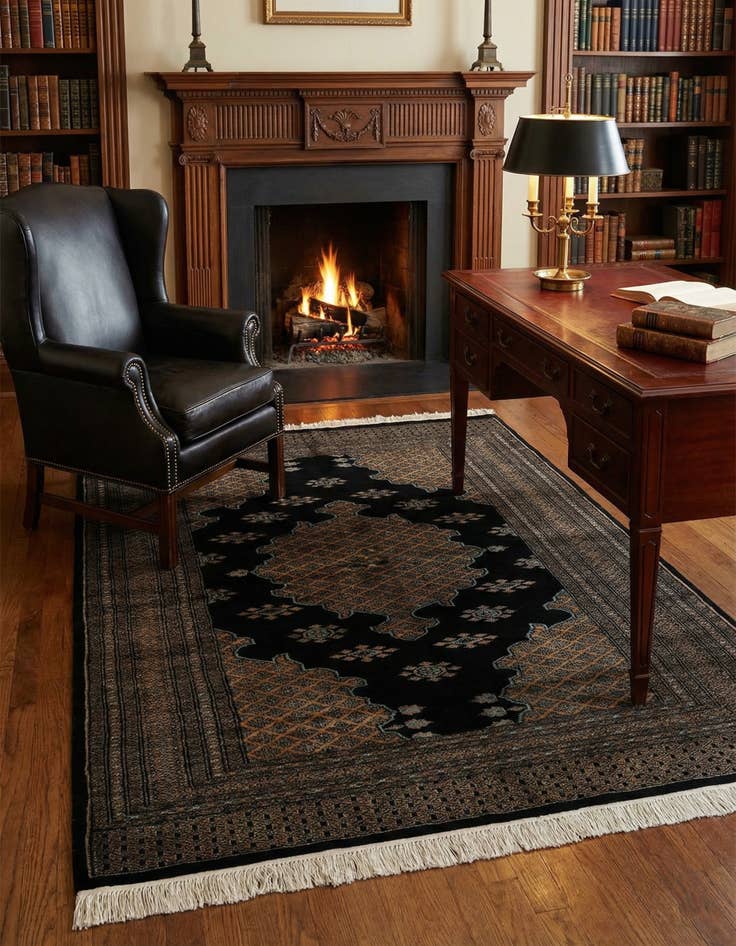 Detail image of  4' 2 x 6' 5  Hand Knotted Bokhara Oriental Wool Rug