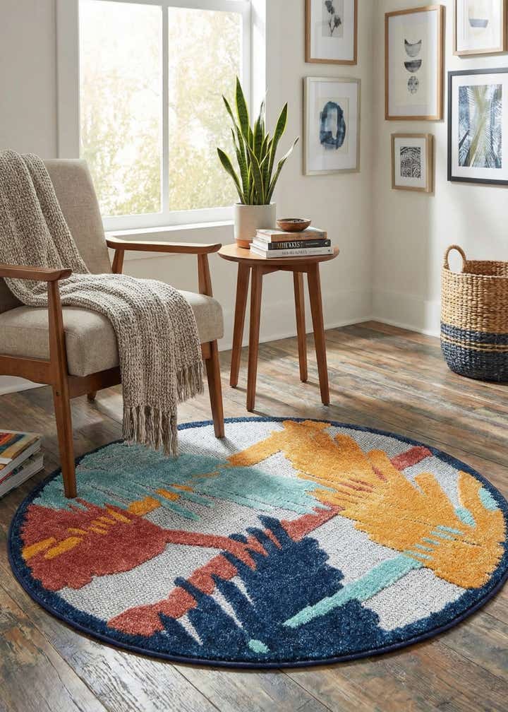 3' 3 x 3' 3 Easy-Clean Belize Indoor / Outdoor Round Rug